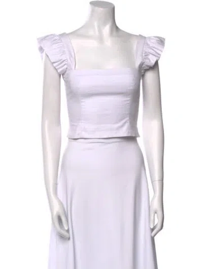 Pre-owned Cara Cara Square Neckline Short Sleeve Crop Top In White