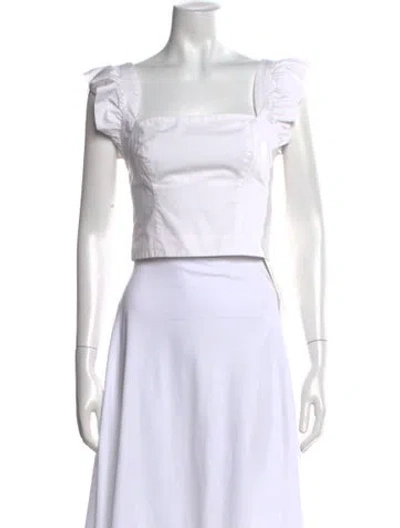 Pre-owned Cara Cara Square Neckline Short Sleeve Crop Top In White