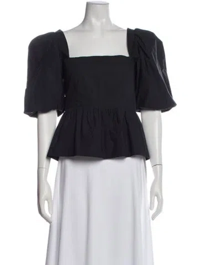 Pre-owned Cara Cara Square Neckline Short Sleeve Top In Gray