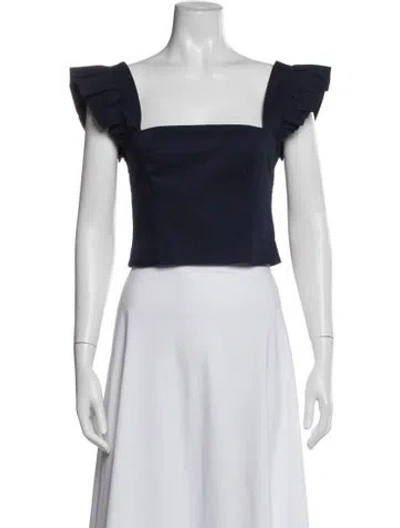 Pre-owned Cara Cara Square Neckline Short Sleeve Top In White