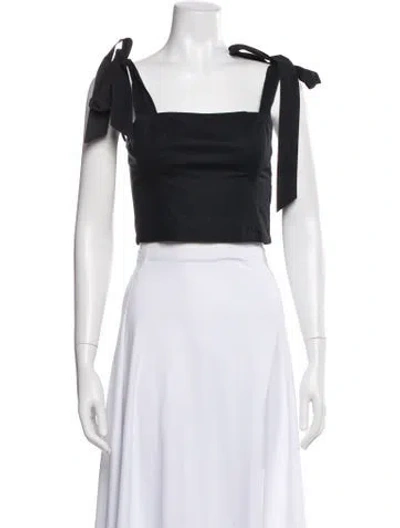 Pre-owned Cara Cara Square Neckline Sleeveless Crop Top In Black