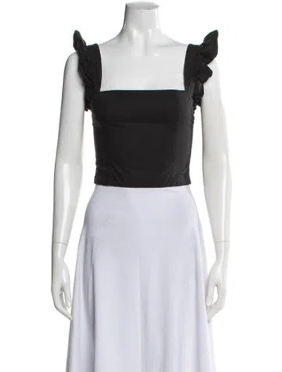 Pre-owned Cara Cara Square Neckline Sleeveless Crop Top In Black