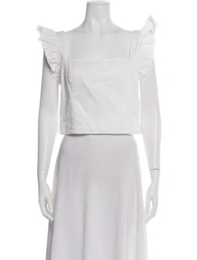 Pre-owned Cara Cara Square Neckline Sleeveless Crop Top In Blue