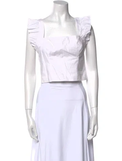 Pre-owned Cara Cara Square Neckline Sleeveless Crop Top In White