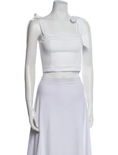 Pre-owned Cara Cara Square Neckline Sleeveless Crop Top In White