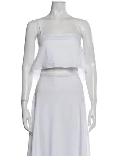 Pre-owned Cara Cara Square Neckline Sleeveless Crop Top In White