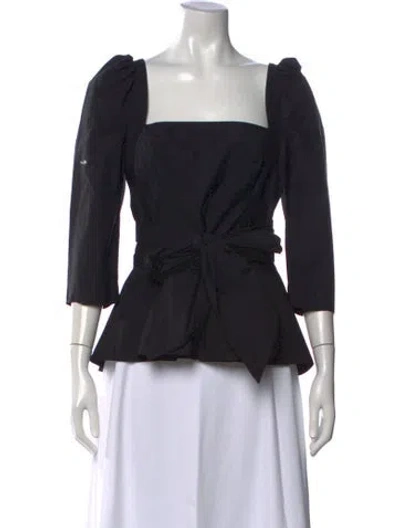 Pre-owned Cara Cara Square Neckline Three-quarter Sleeve Blouse In Black