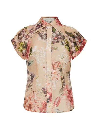 Cara Cara Standout Puffed-sleeve Floral-print Top In Pattern