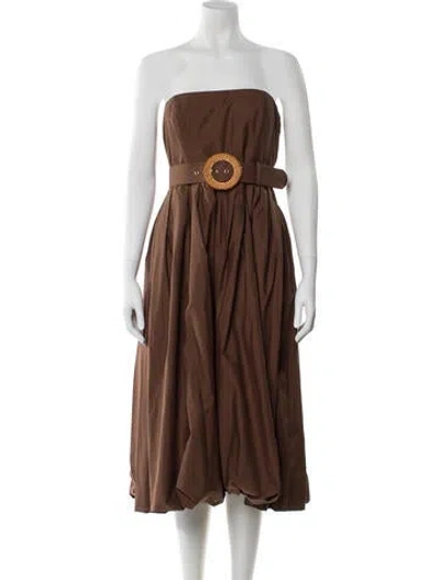 Pre-owned Cara Cara Strapless Long Dress In Brown