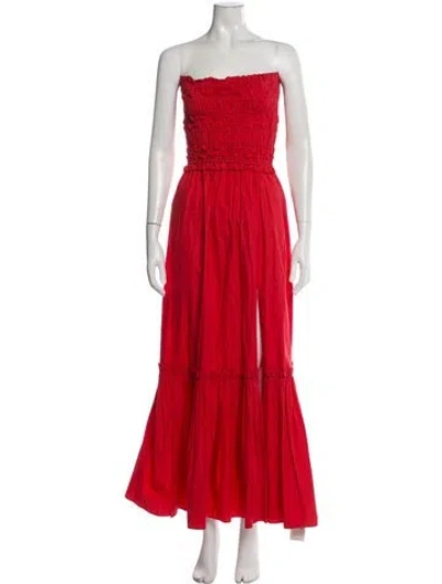 Pre-owned Cara Cara Strapless Long Dress In Red