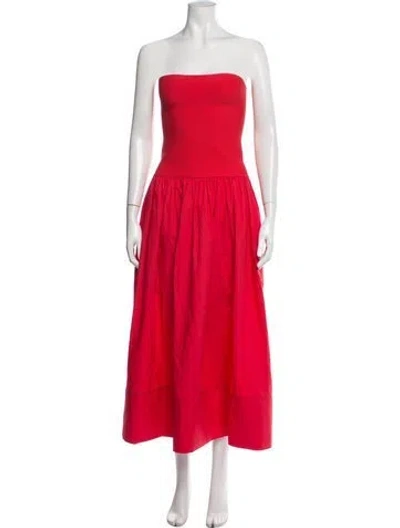 Pre-owned Cara Cara Strapless Midi Length Dress In Red