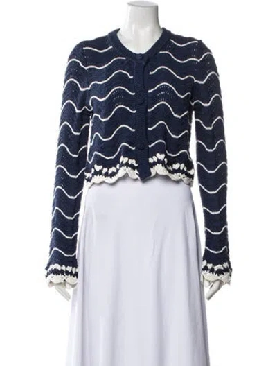 Pre-owned Cara Cara Striped Crew Neck Sweater In Blue
