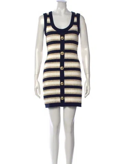 Pre-owned Cara Cara Striped Crew Neck Sweater In Blue