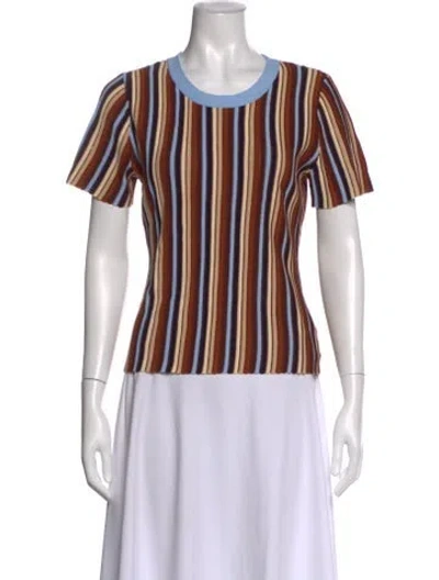 Pre-owned Cara Cara Striped Crew Neck Top In Multi