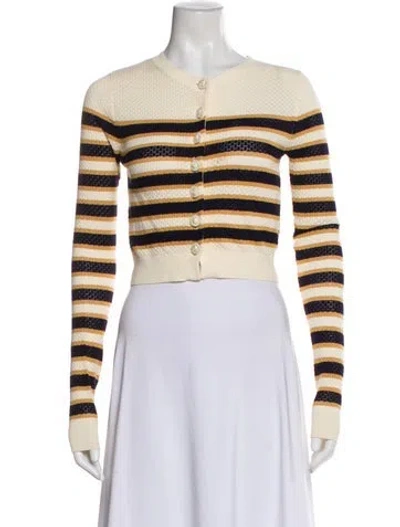 Pre-owned Cara Cara Striped Crew Neck Top In Neutral
