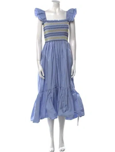 Pre-owned Cara Cara Striped Long Dress In Blue