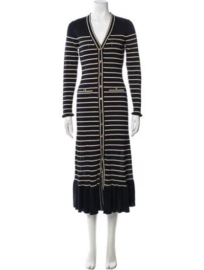 Pre-owned Cara Cara Striped Long Dress In Blue