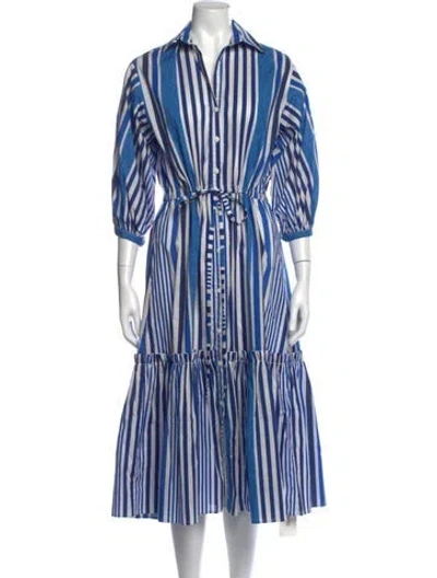 Pre-owned Cara Cara Striped Long Dress In Blue