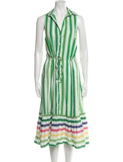 Pre-owned Cara Cara Striped Long Dress In Green