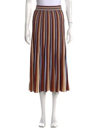 Pre-owned Cara Cara Striped Long Skirt In Orange