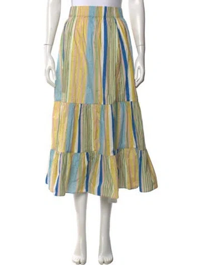 Pre-owned Cara Cara Striped Long Skirt In Pink