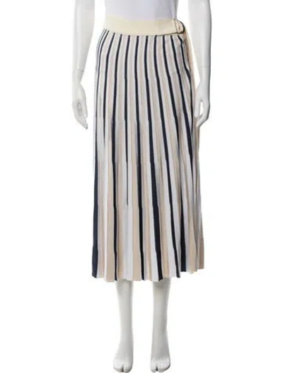 Pre-owned Cara Cara Striped Long Skirt In White