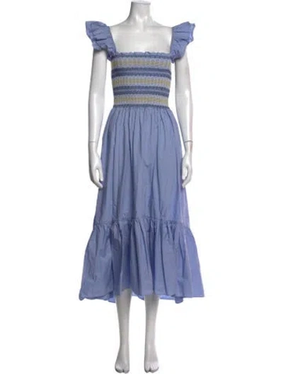 Pre-owned Cara Cara Striped Midi Length Dress In Blue