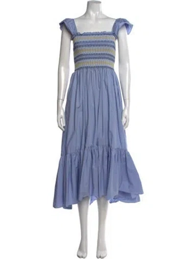 Pre-owned Cara Cara Striped Midi Length Dress In Blue