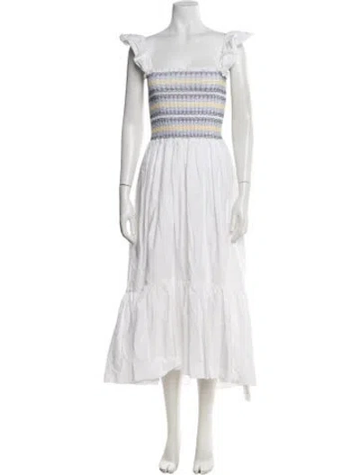 Pre-owned Cara Cara Striped Midi Length Dress In Neutral
