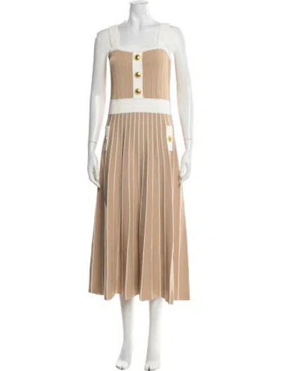 Pre-owned Cara Cara Striped Midi Length Dress In Neutrals