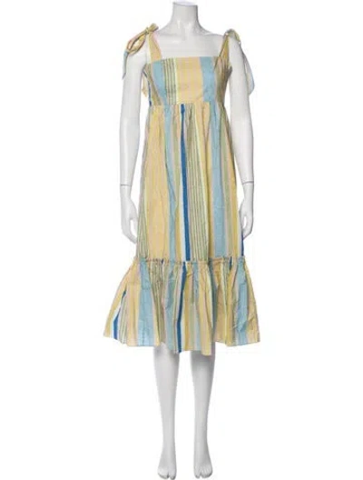 Pre-owned Cara Cara Striped Midi Length Dress W/ Tags In Neutral