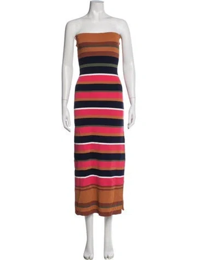 Pre-owned Cara Cara Striped Midi Length Dress W/ Tags In Orange