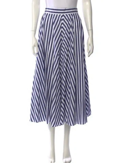 Pre-owned Cara Cara Striped Midi Length Skirt In Blue