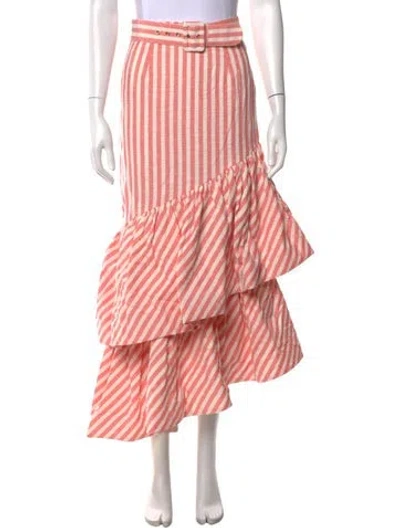 Pre-owned Cara Cara Striped Midi Length Skirt In Pink