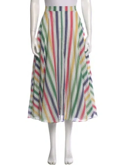 Pre-owned Cara Cara Striped Midi Length Skirt In White