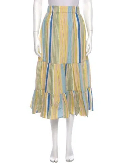 Pre-owned Cara Cara Striped Midi Length Skirt In Yellow
