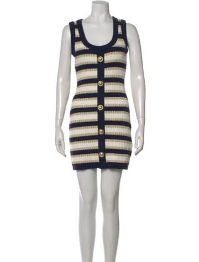 Pre-owned Cara Cara Striped Mini Dress W/ Tags In Blue