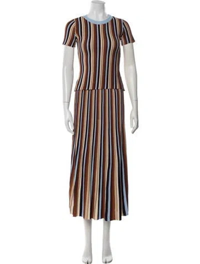 Pre-owned Cara Cara Striped Pleated Accents Skirt Set In Multicolor