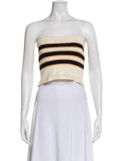 Pre-owned Cara Cara Striped Strapless Crop Top In Neutral