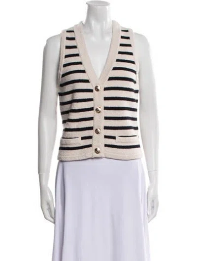 Pre-owned Cara Cara Striped V-neck Crop Top In Neutral