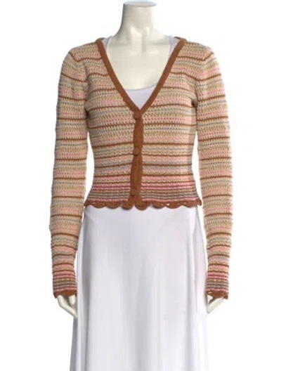Pre-owned Cara Cara Striped V-neck Sweater In Multi