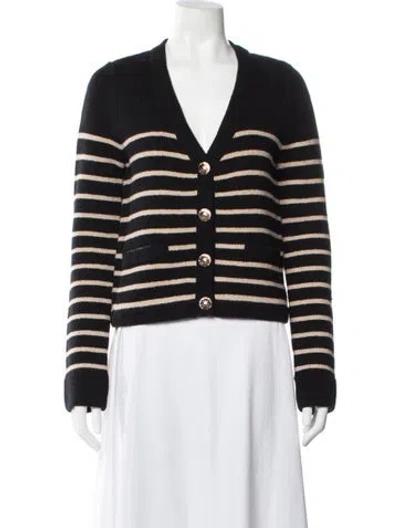 Pre-owned Cara Cara Striped V-neck Sweater W/ Tags In Black