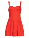 Cara Cara Structured-bodice Mini Day Dress In Red