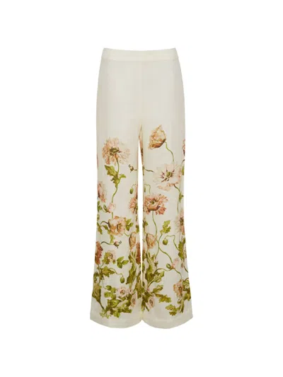 Cara Cara Sunflower Floral-pattern Trousers In White