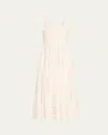 Cara Cara Taormina Cotton Eyelet Square-neck Midi Dress