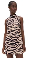 Cara Cara Tay Zebra-print Mock-neck Mini Dress In Animal Print