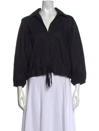 Pre-owned Cara Cara Three-quarter Sleeve Blouse In Black