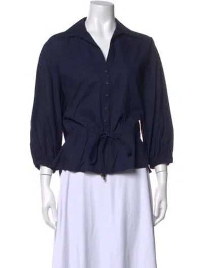 Pre-owned Cara Cara Three-quarter Sleeve Blouse In Blue