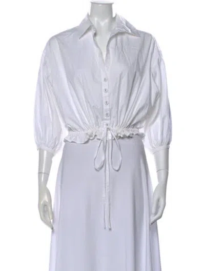 Pre-owned Cara Cara Three-quarter Sleeve Blouse In White