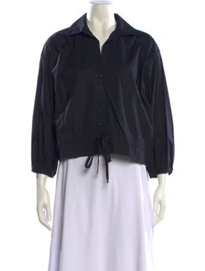Pre-owned Cara Cara Three-quarter Sleeve Button-up Top In Black